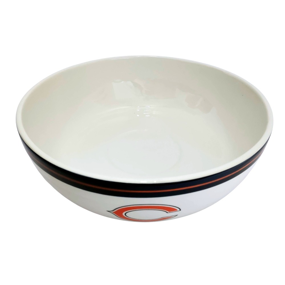 Chicago Bears NFL Ceramic Serving Bowl The Memory Company 2004 Cream Navy Orange - Picture 2 of 8